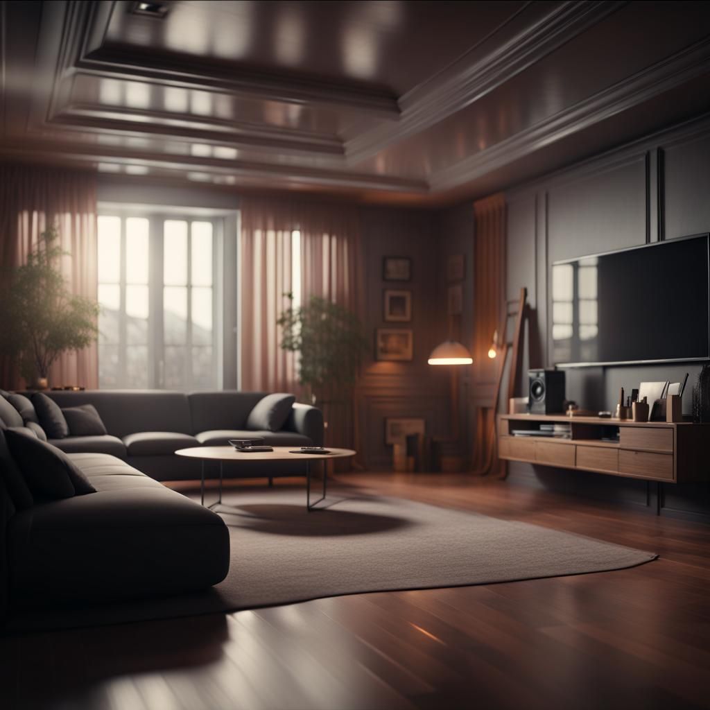 Room in a modern house with the floor a little dirty with du...