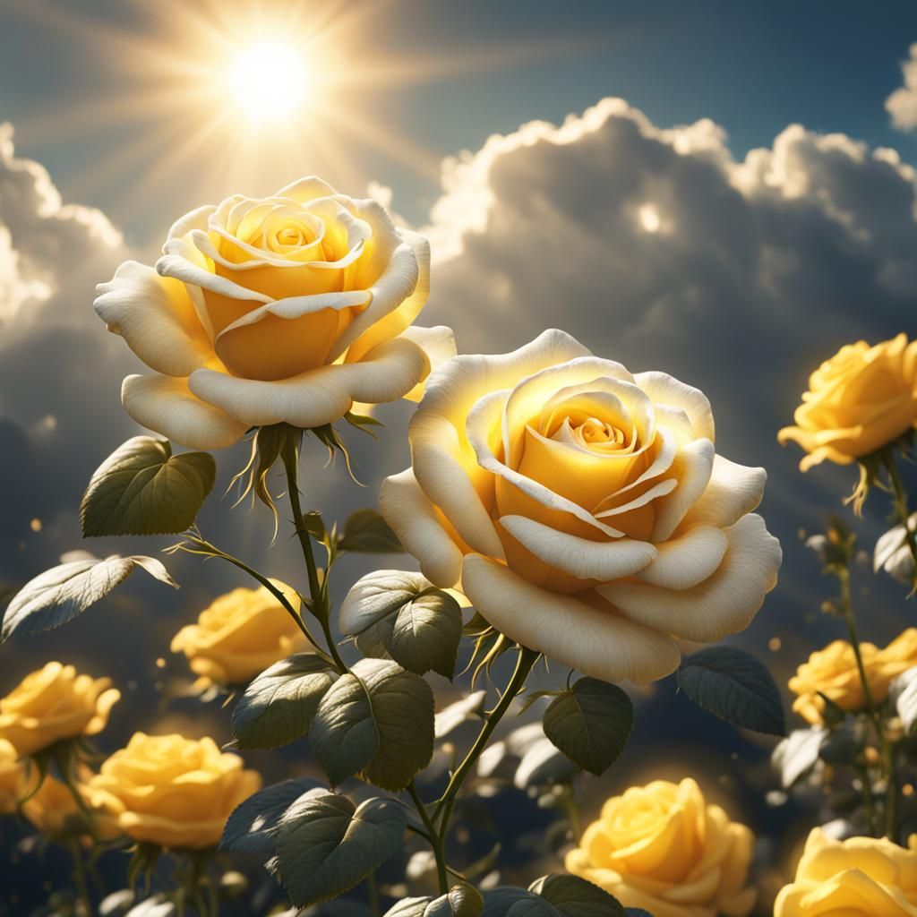 Happy Yellow Roses on a Gorgeous Day  by @Barex