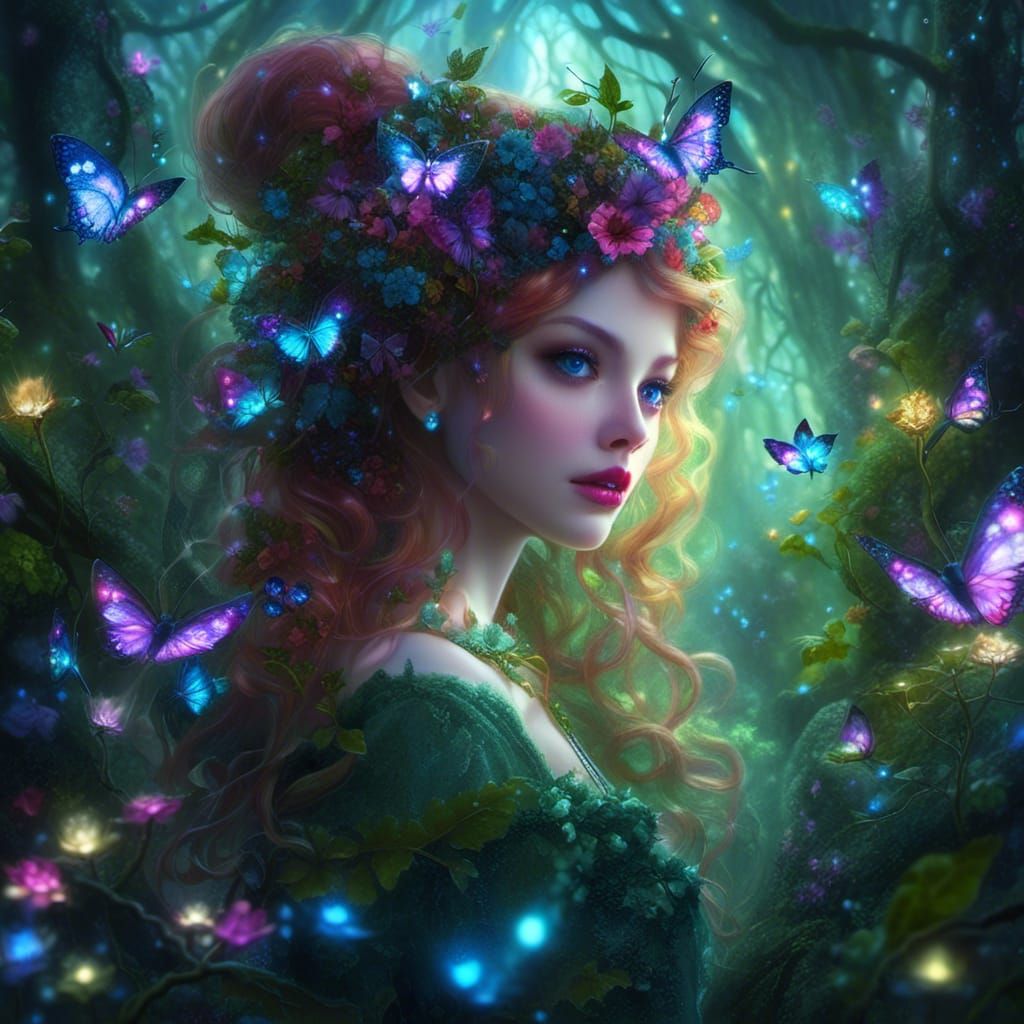 (fairy:1.9) portrait in a dark ancient overgrown enchanted forest <lora:FairiesXL:0.7> 
