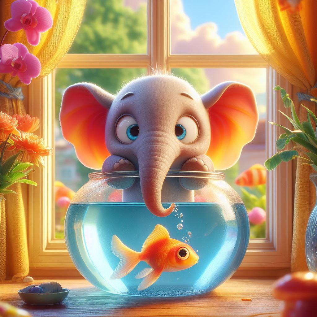 Fuzzy Gets Caught Drinking From The Fish Bowl