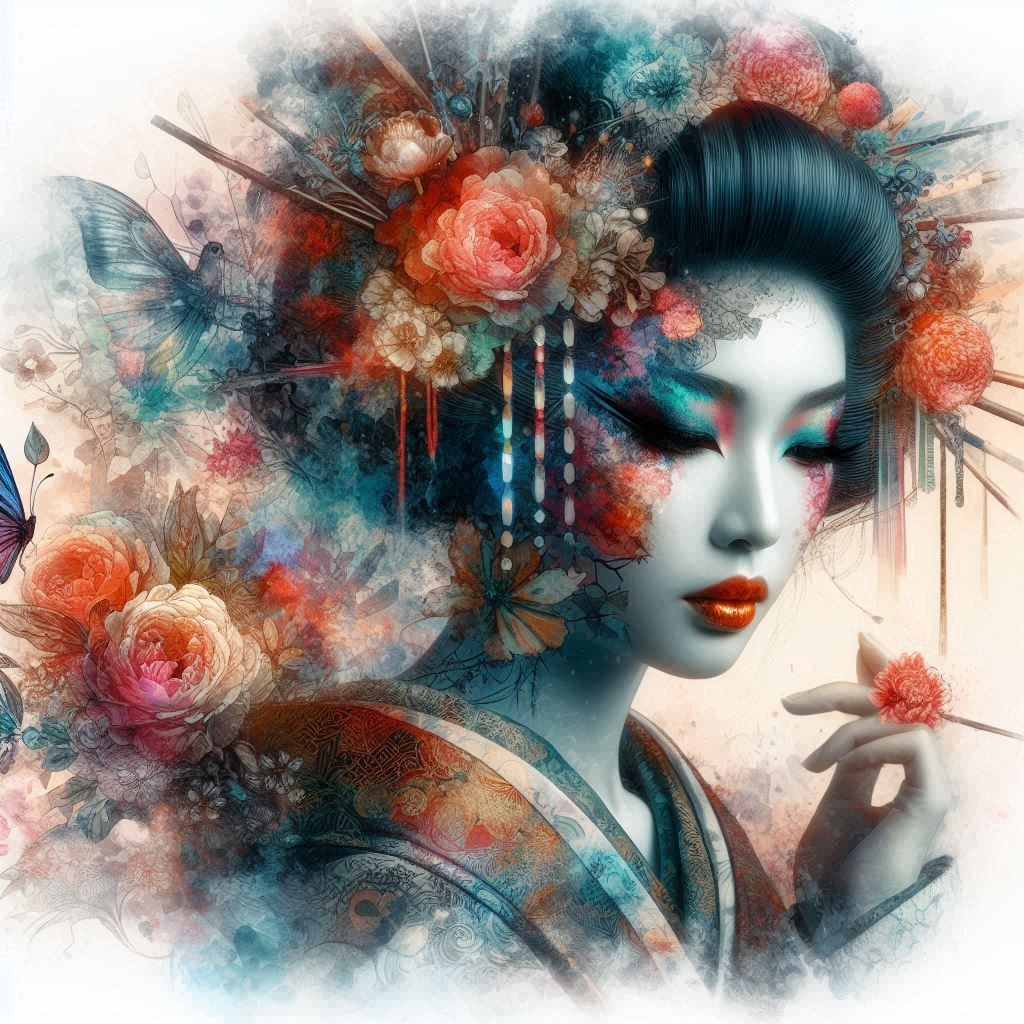 double exposure beautiful fantasy DALL-E 3 portrait landscape..