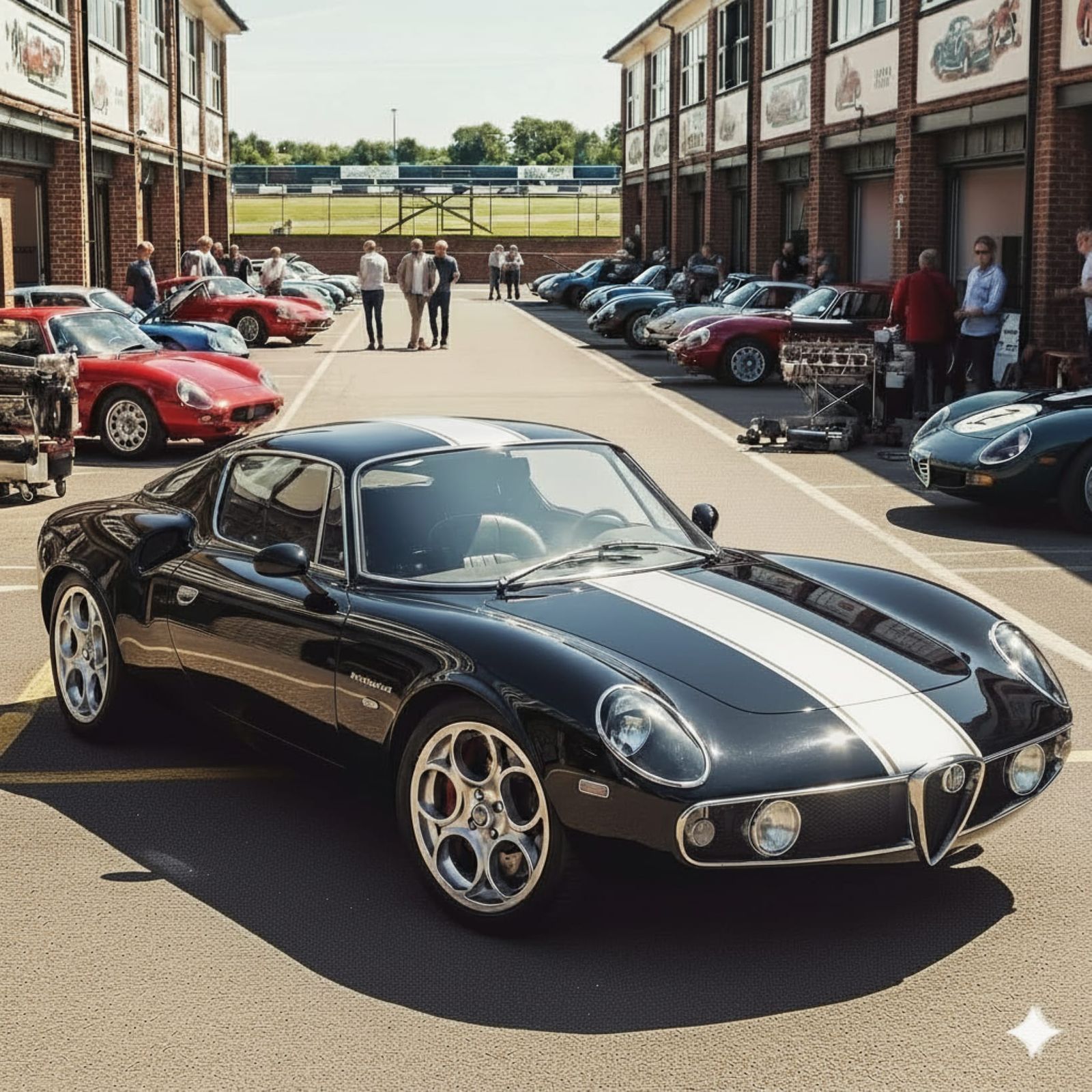 Alfa Romeo 8C, Retro Styled, Black w/Silver Stripe