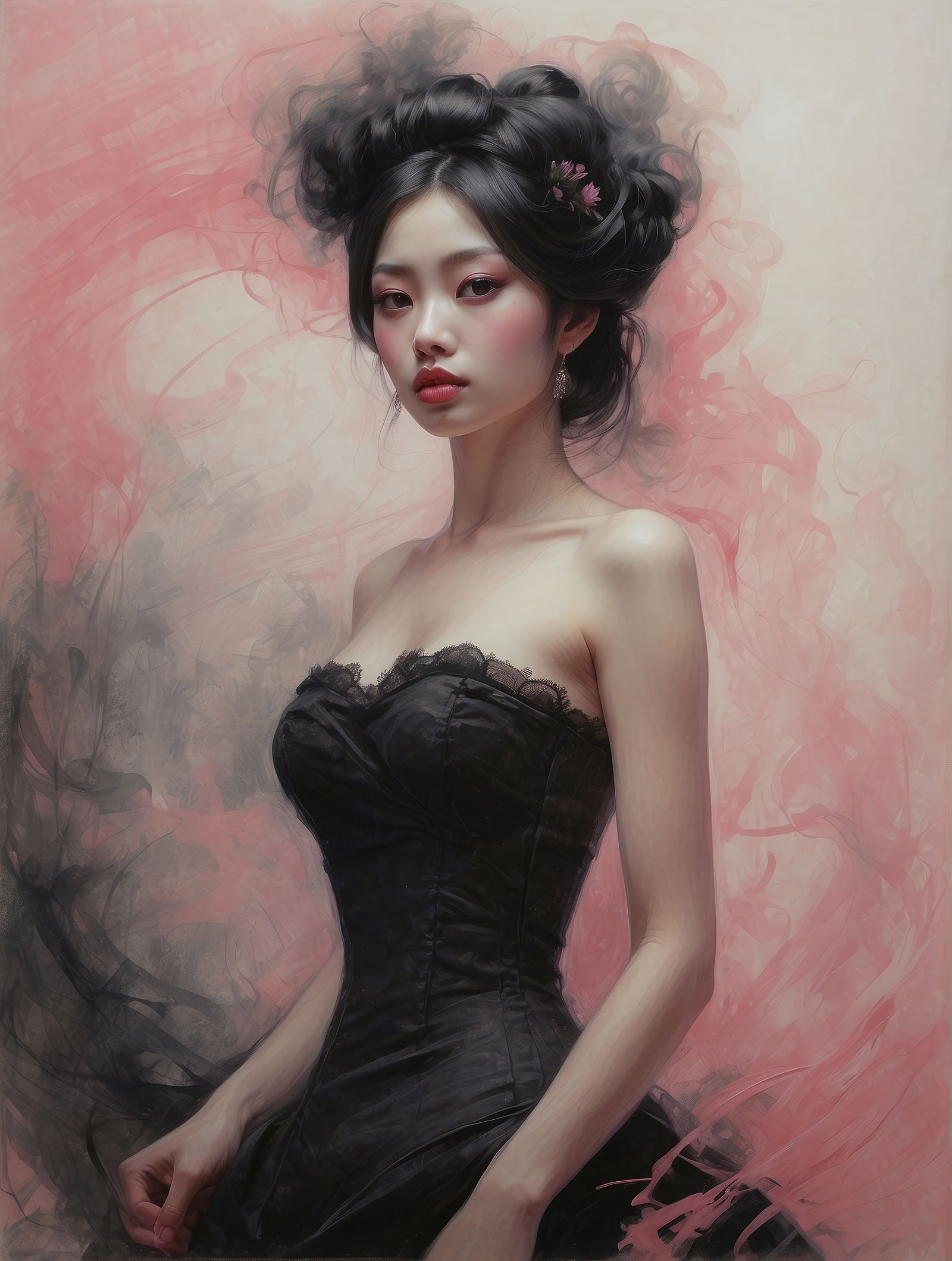 Pink dream and black dress