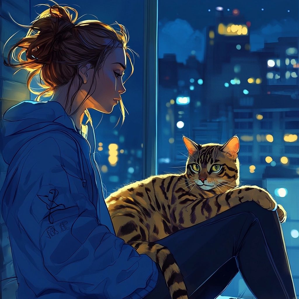 Woman and Her Cat