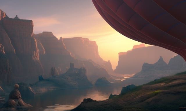 A hot aire balloon at Grand Canyon