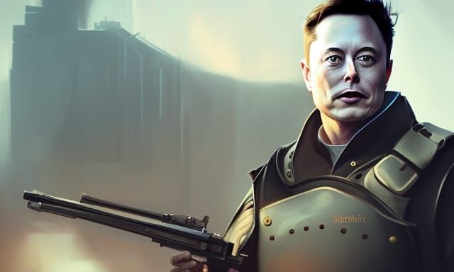 Elon holding a Musket