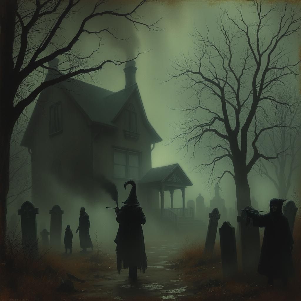 In an old, abandoned house, shadowy figures spew alongside a...