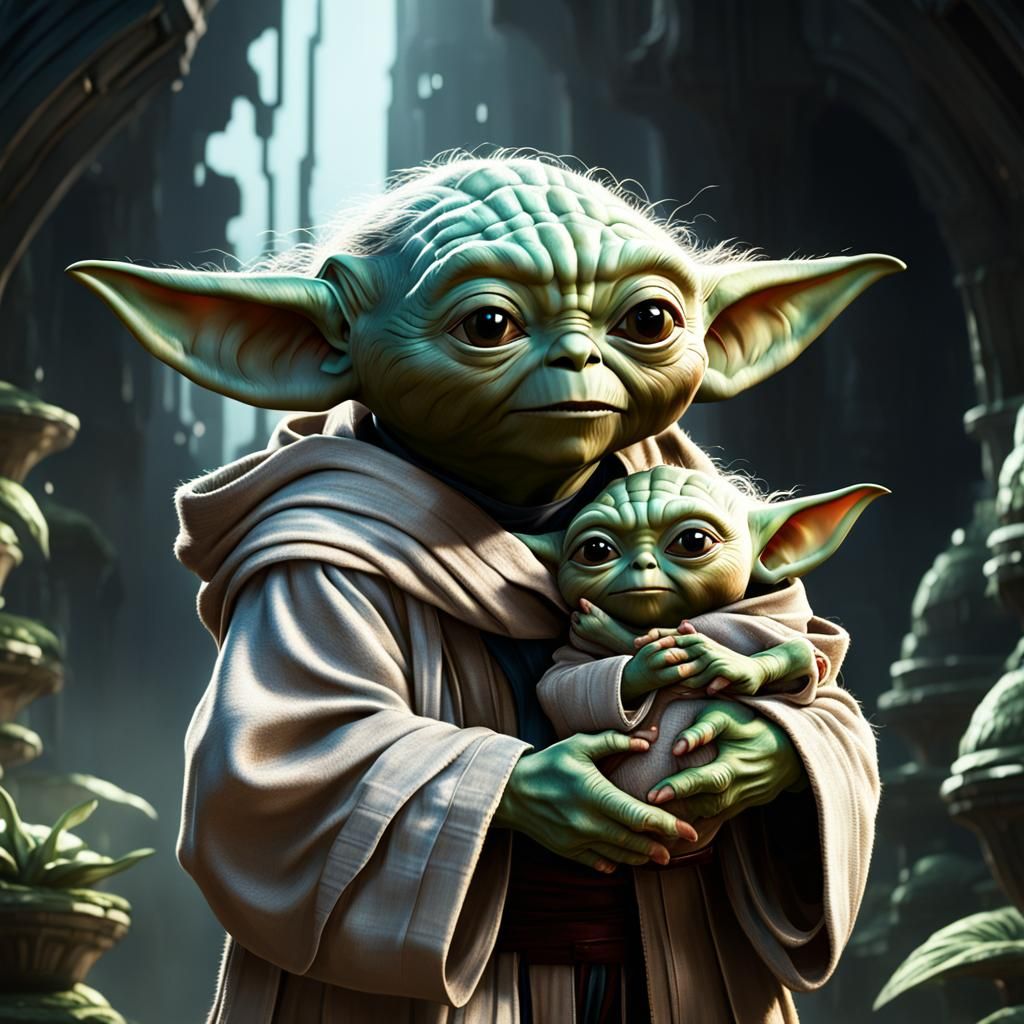 Momma Yoda and baby - AI Generated Artwork - NightCafe Creator