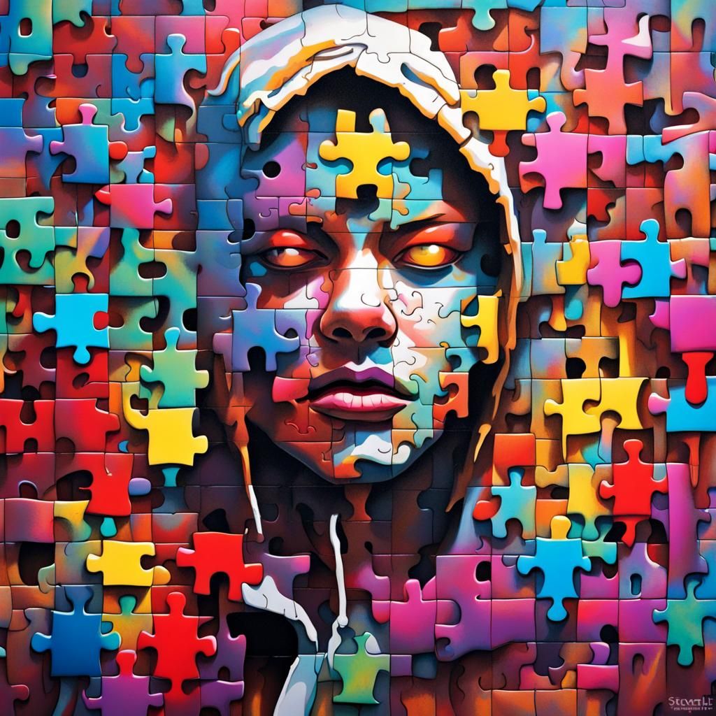 Jigsaw person with parts missing
