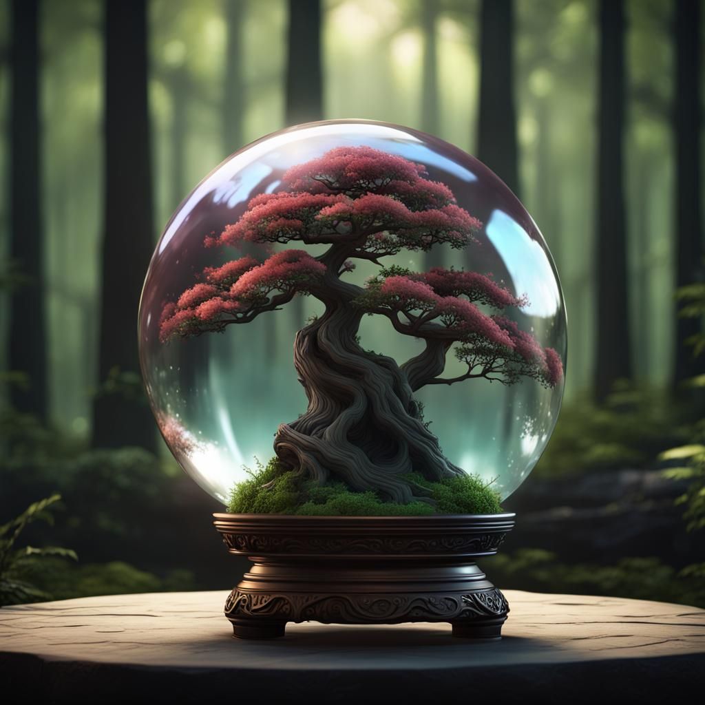 Bonsai tree inside a crystal ball
