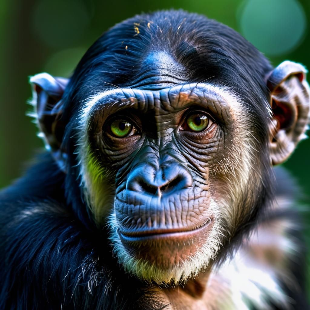 Green eyes chimp