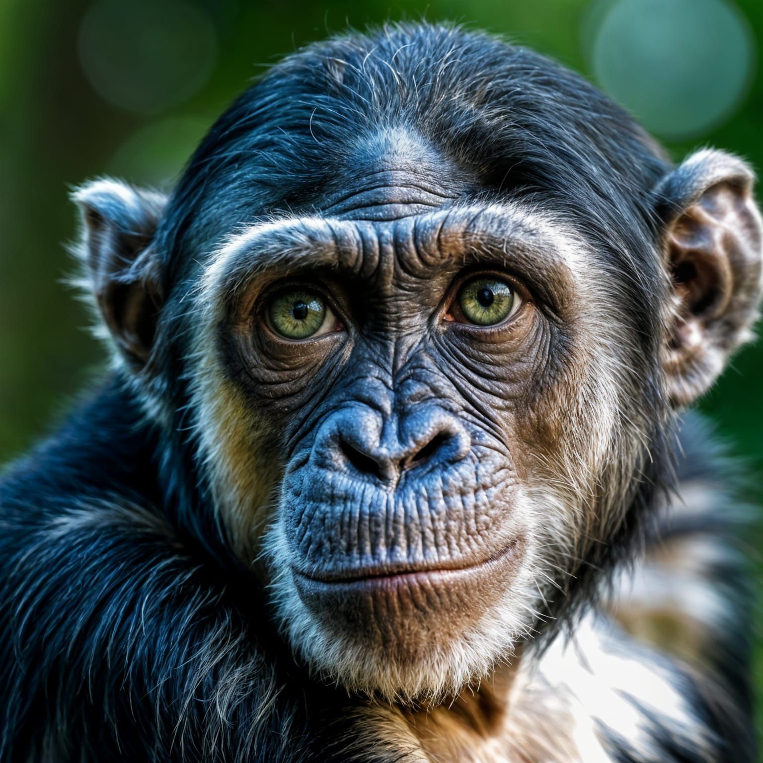 Green eyes chimp