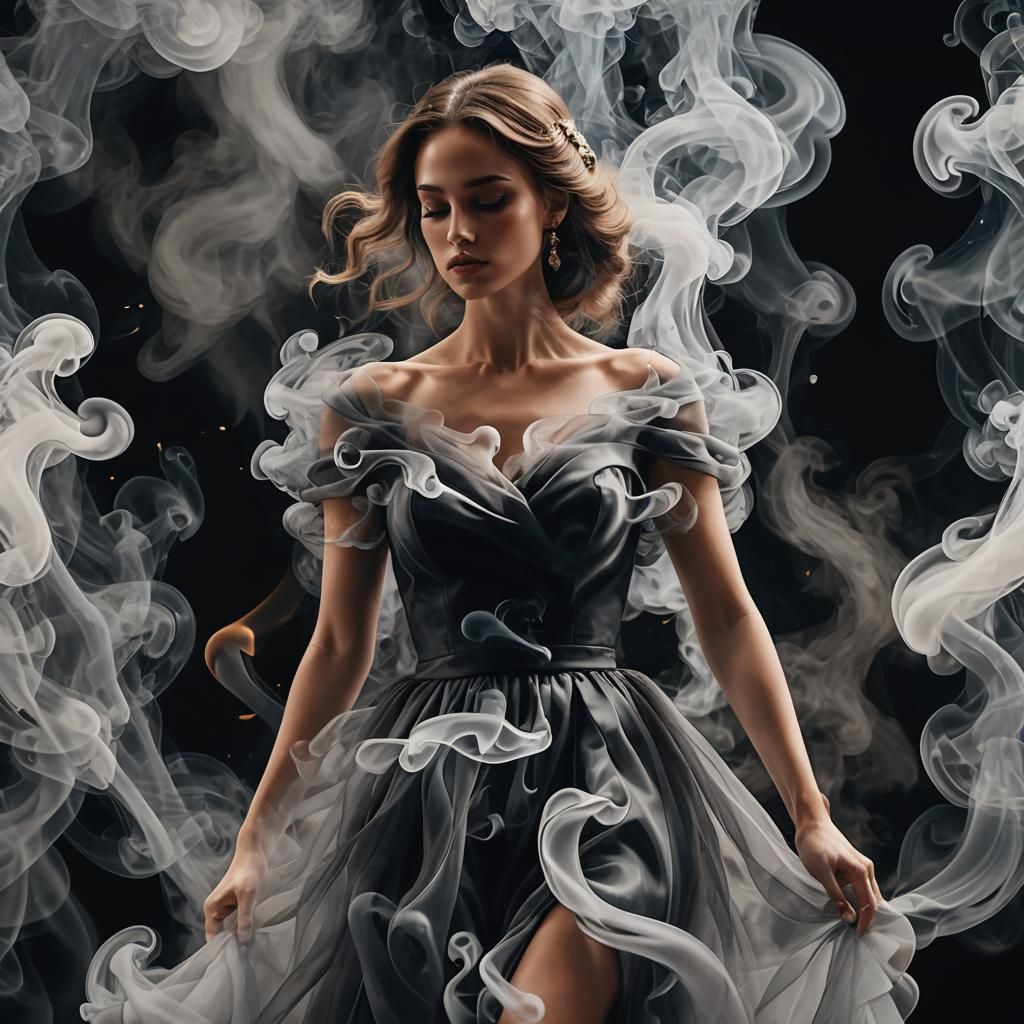 Smoke Painting of a Woman in a Dress