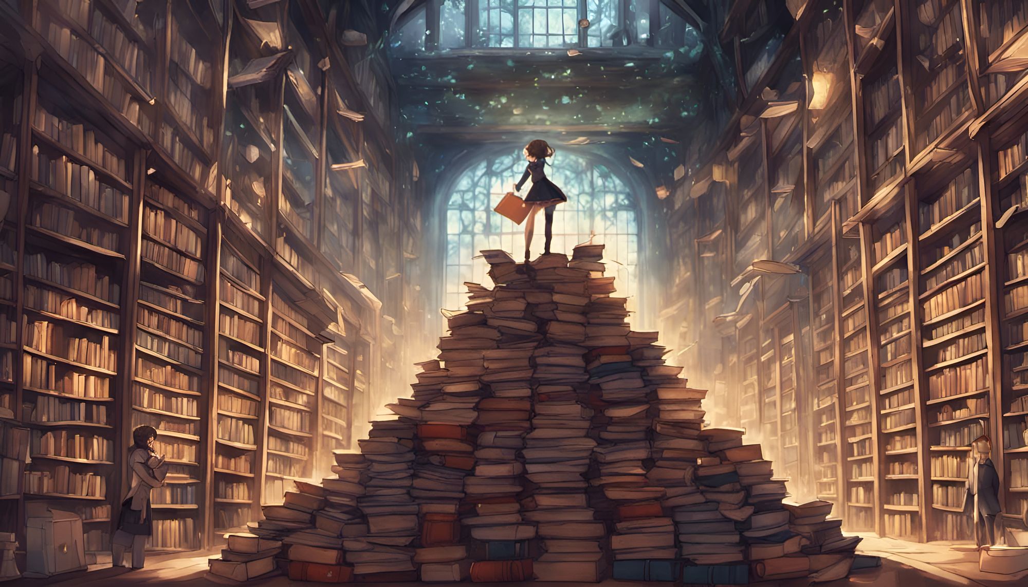 Library with sun rays by 黒猫