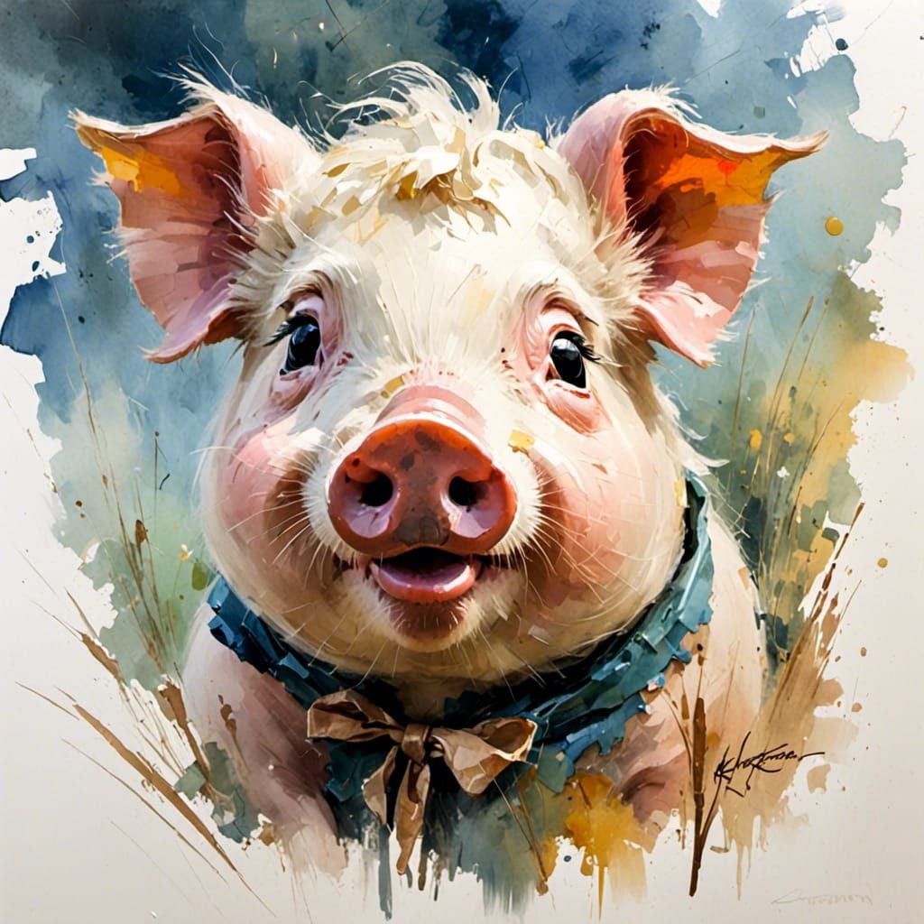 <lora:Impasto Painting:1.0> pig   by @Debbie