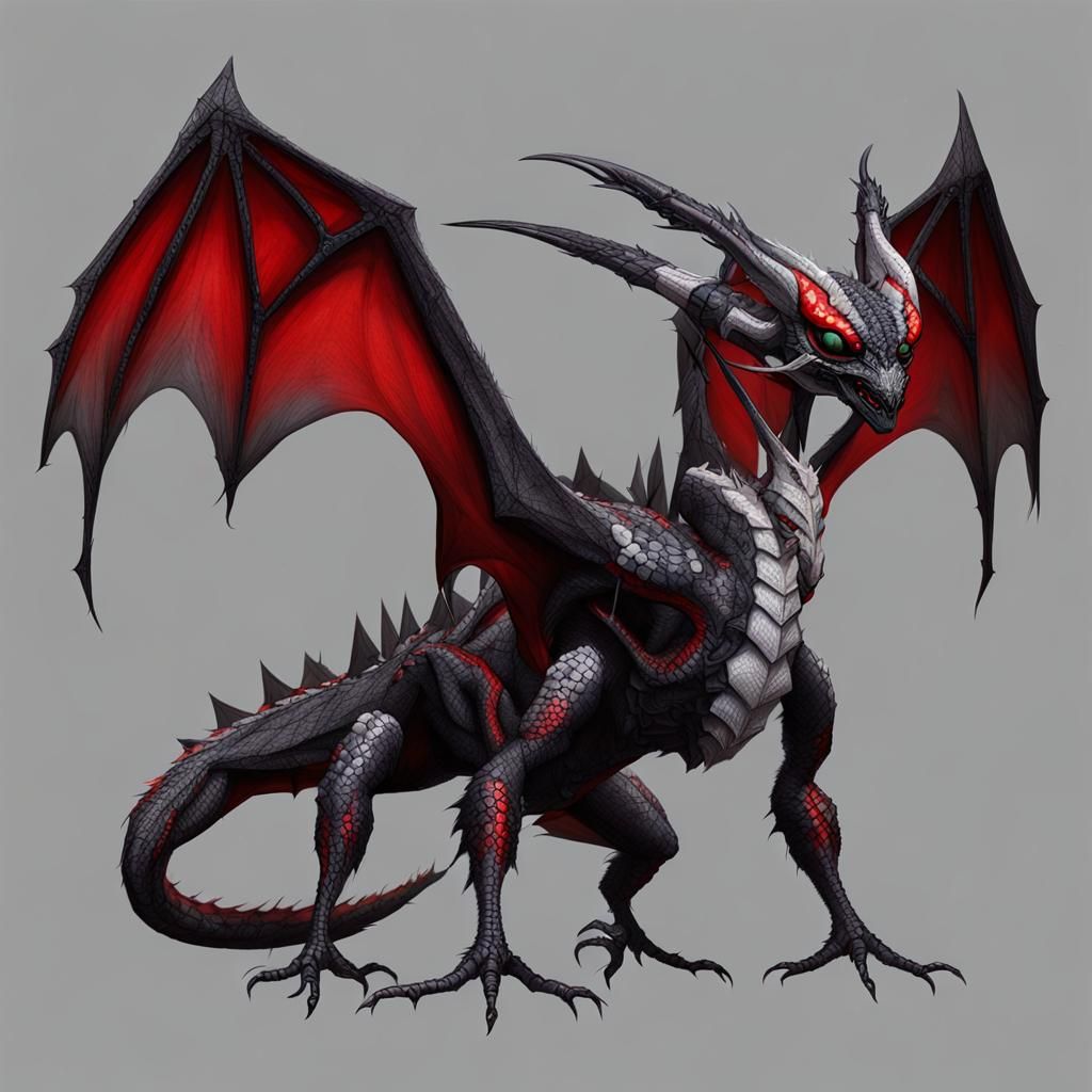 spider dragon with red highlights with a tranceparent underbelly and ...