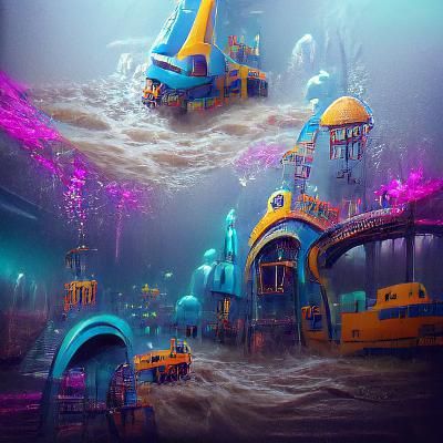 Underwater Amusement Park in Detailed Matte Painting