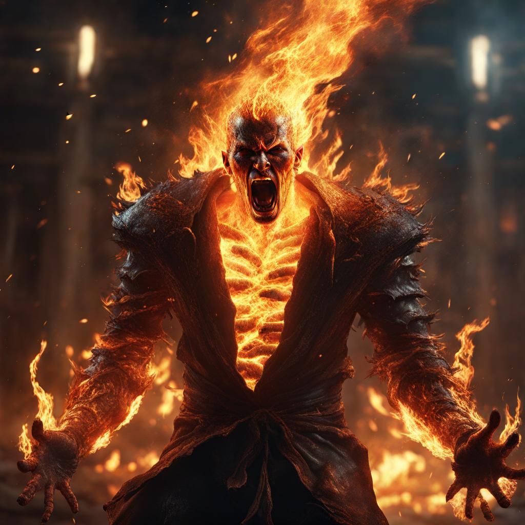 screaming man burning in flames 1