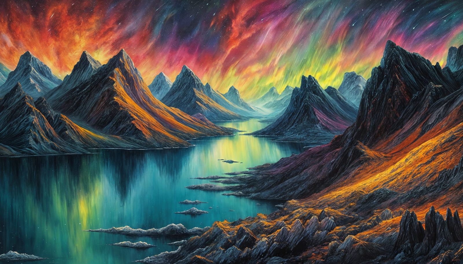 Aurora Above the Fjord  by @hrodebaiart