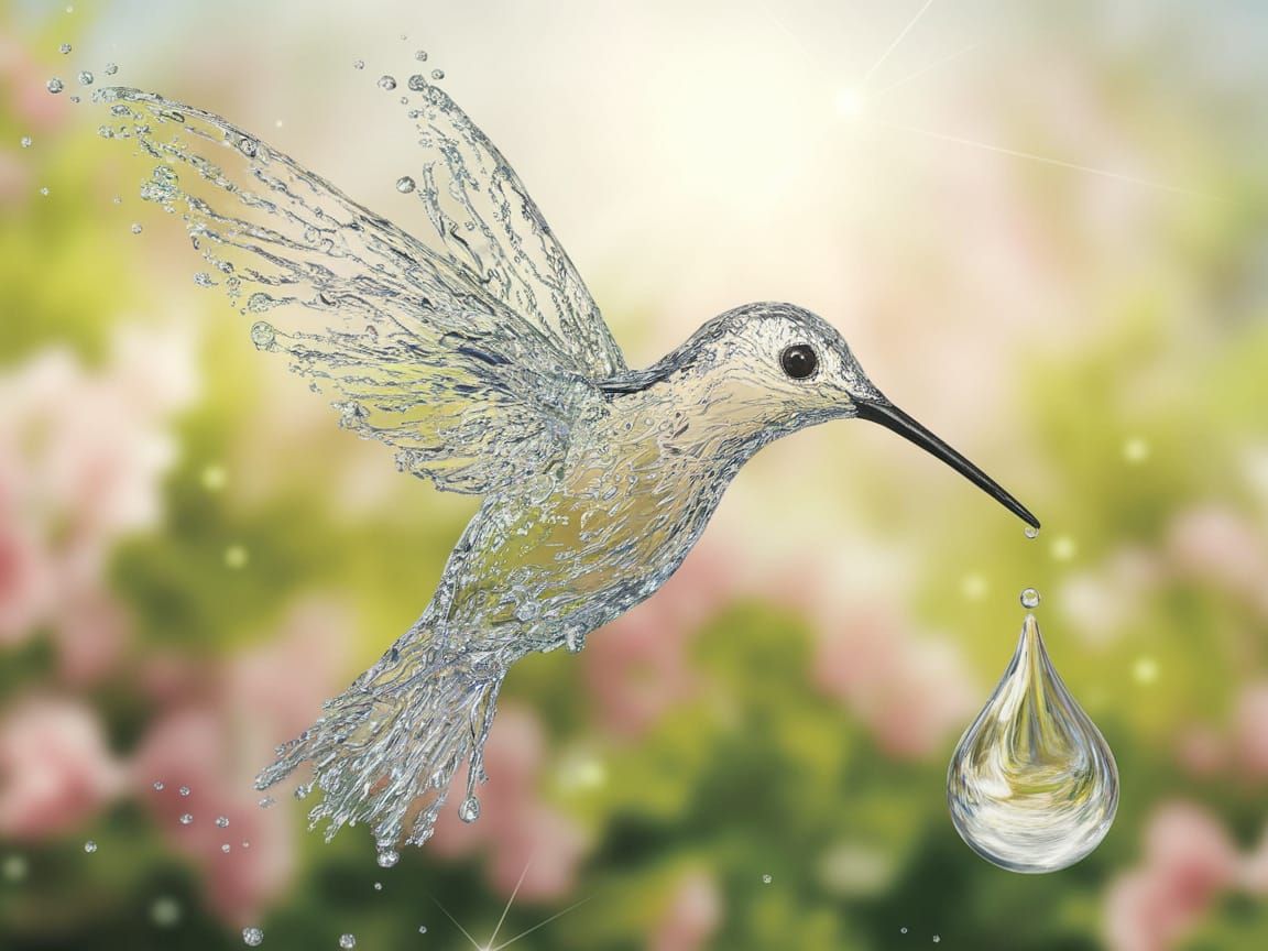 A Hydrated Hummingbird  by @Angel666
