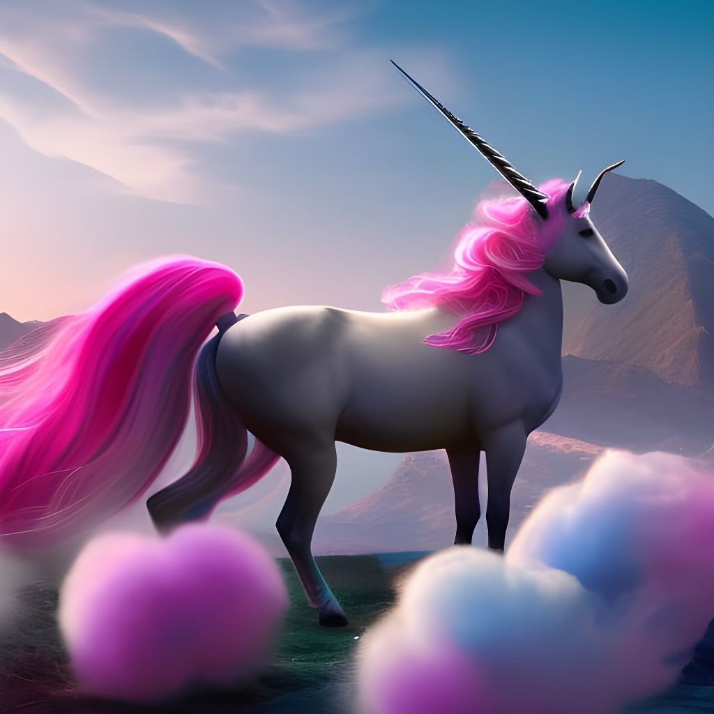 Cotton candy unicorn, distinct lighting, detailed matte pain...