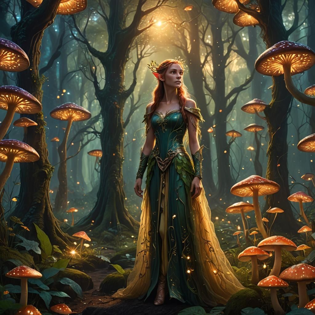 Enchanting Elf Princess in a Vibrant Forest