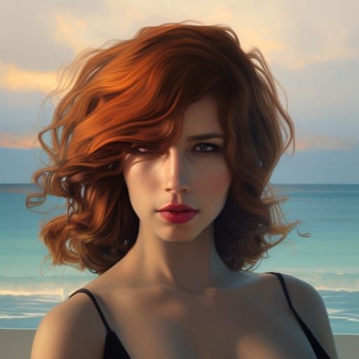 Black Widow At The Beach - Ai Generated Artwork - Nightcafe Creator