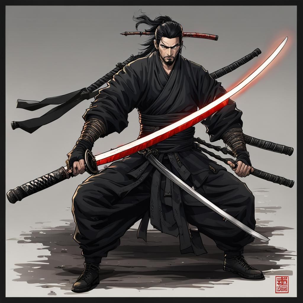 Black twisted katana