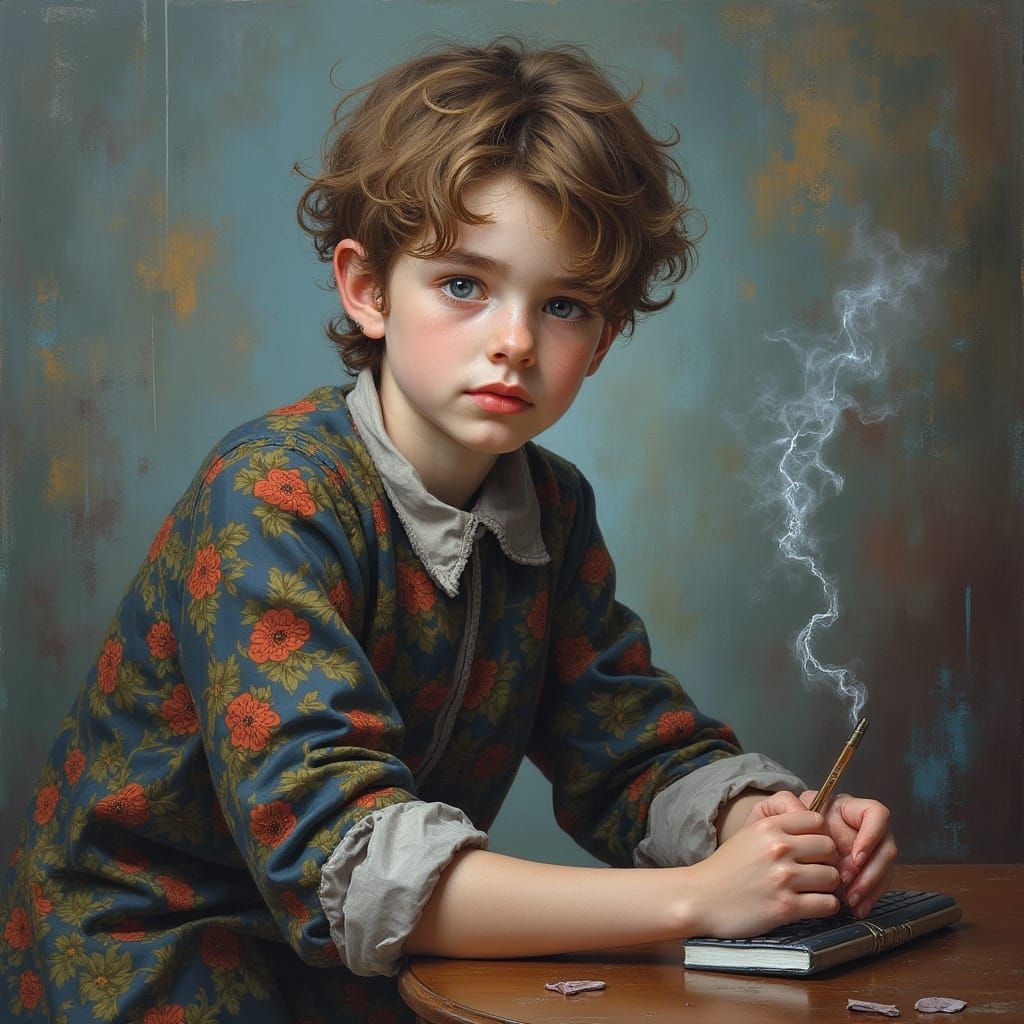 Academic Professor Stands in His Cozy Study, Surrounded by B...