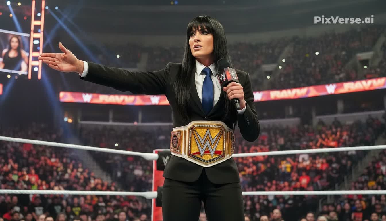 A tall, commanding WWE Women's Champion 