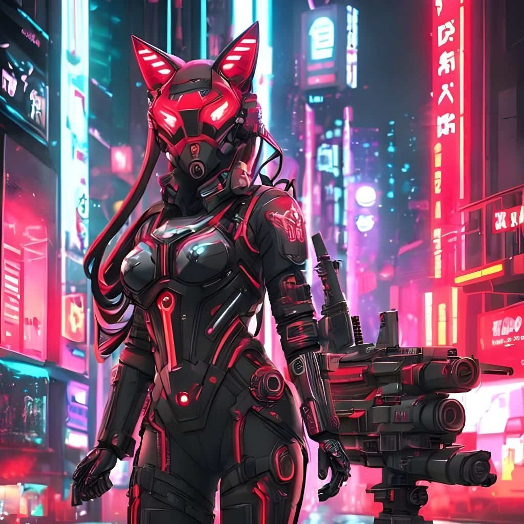 Cyber FoxGirl in Neon City