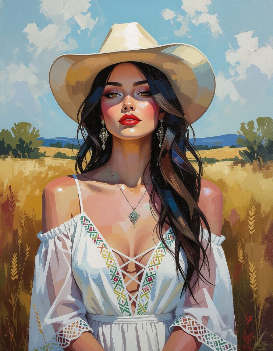 Wild Western Rainbow Fairy in Impressionistic Landscape