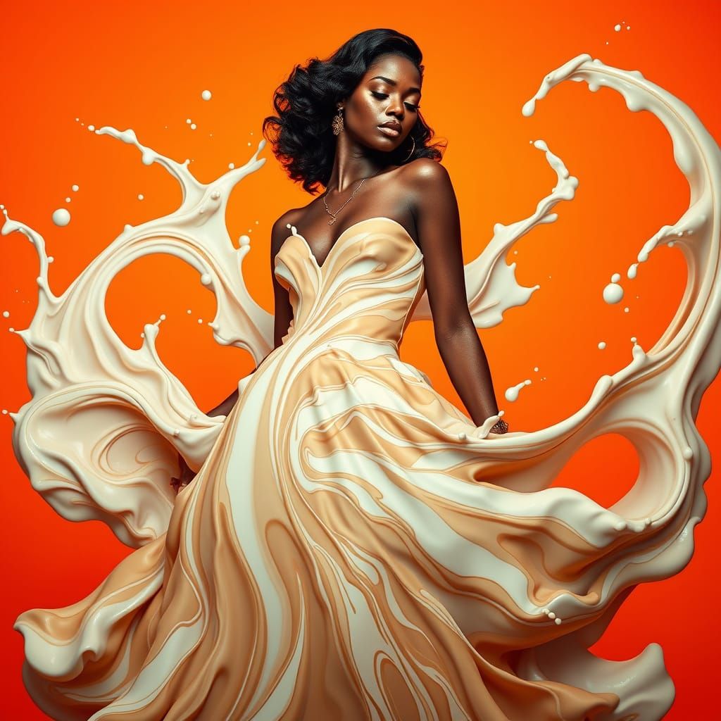 Latte Macchiato Gown: Art Nouveau Fusion