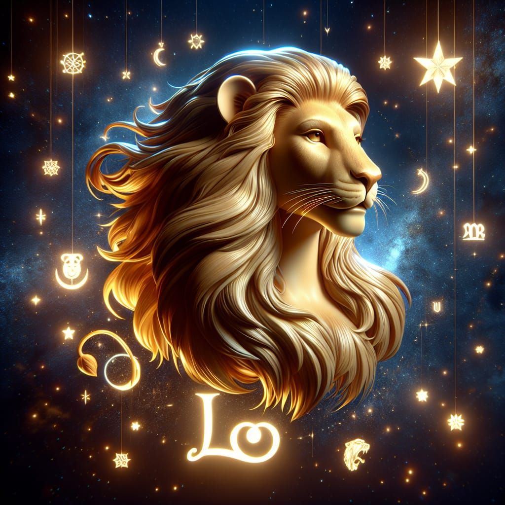 Disney Pixar style 3D beautiful lion woman, Leo, ♌️, in a da...