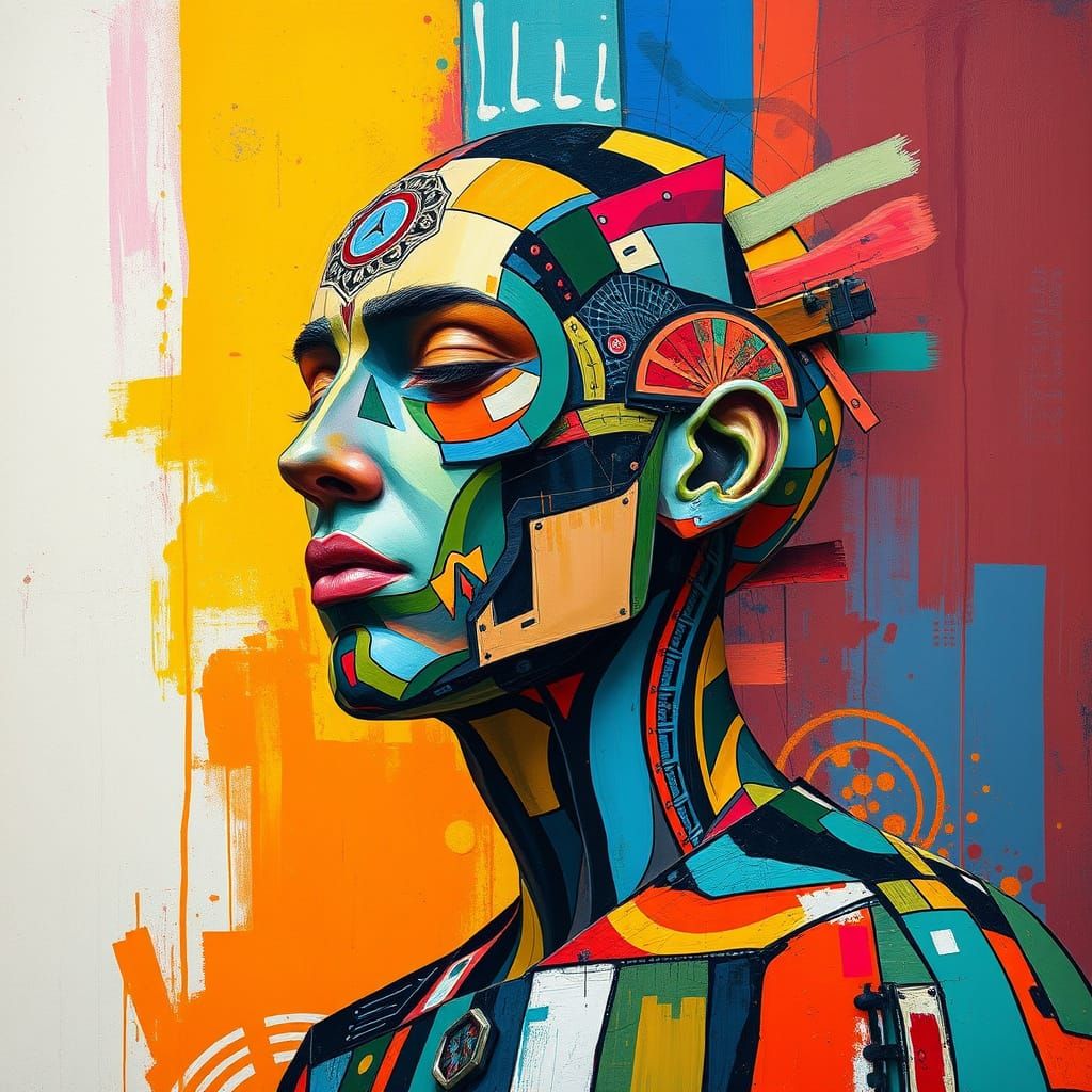 Vibrant Abstract Figure with Geometric Shapes