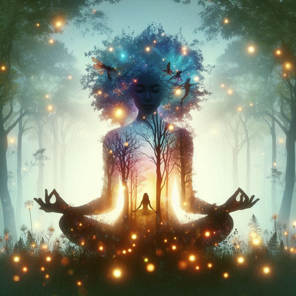 double exposure beautiful fantasy portrait landscape..