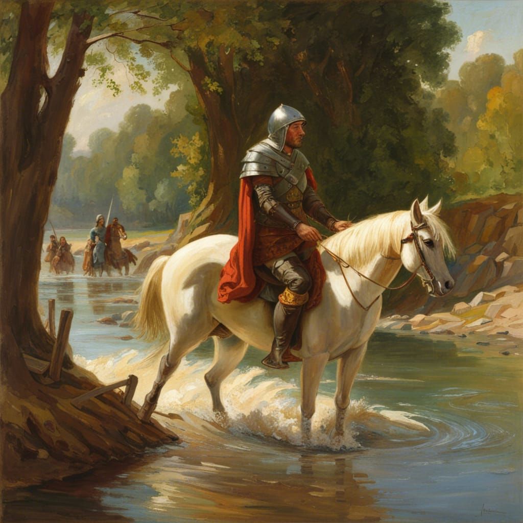 Ivanhoe rideing his horse.