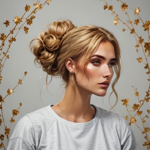 <lora:Human-Figure:1.0> a beautiful girl with hair in messy bun