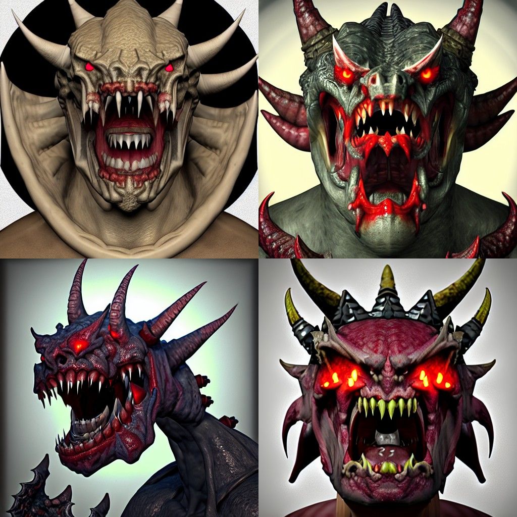 Grogon, demon, king, lord, portrait, horror, blood, gnashing...