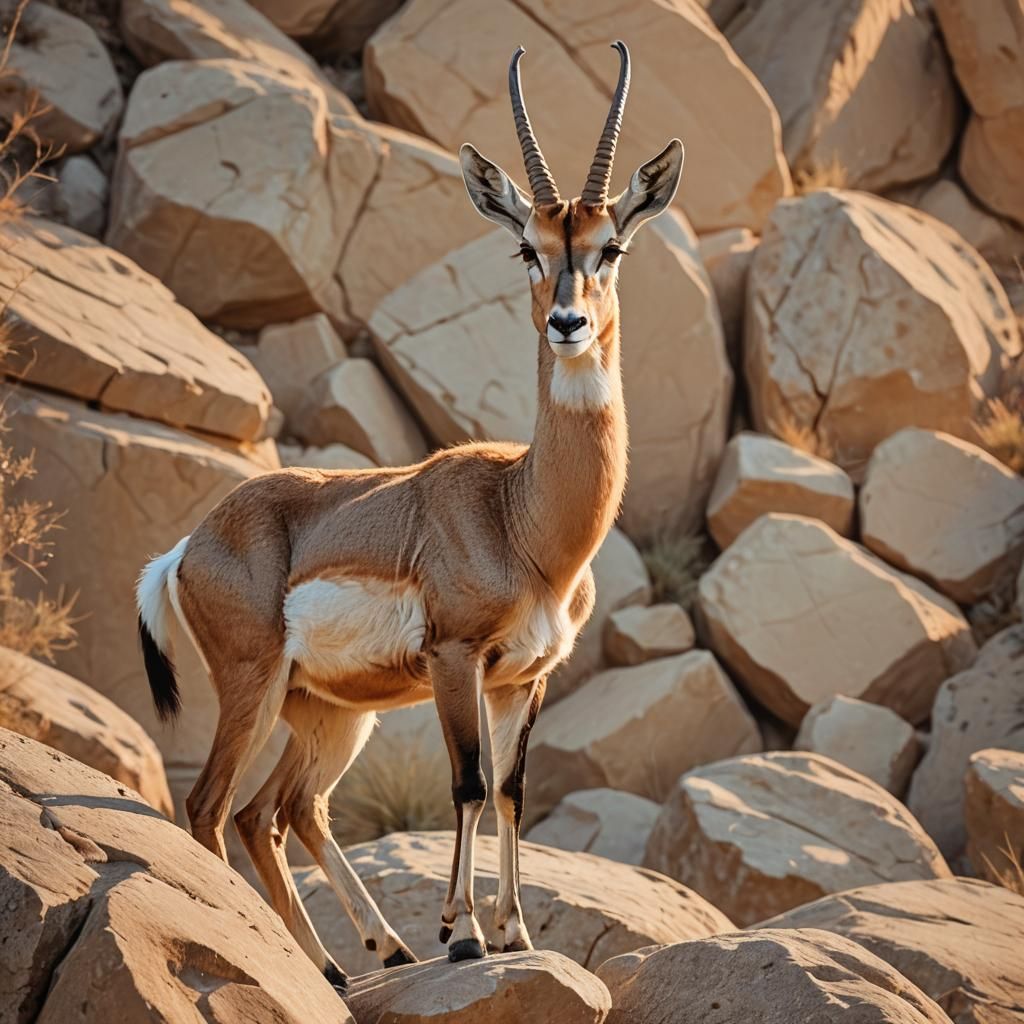 Majestic Gazelle Ibex Hybrid in Golden Light
