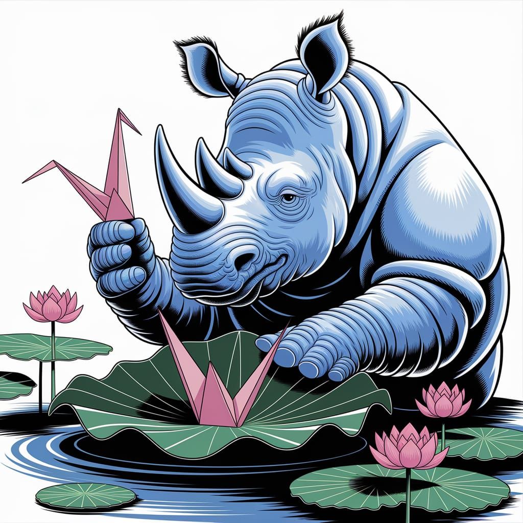 Rhino Crafts Origami Crane by Pond