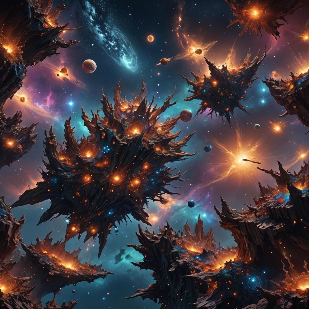 night sky with beautiful cosmic entities