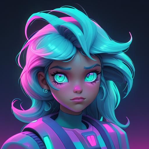 Synthwave Cats Crying in Neon Retro Sky