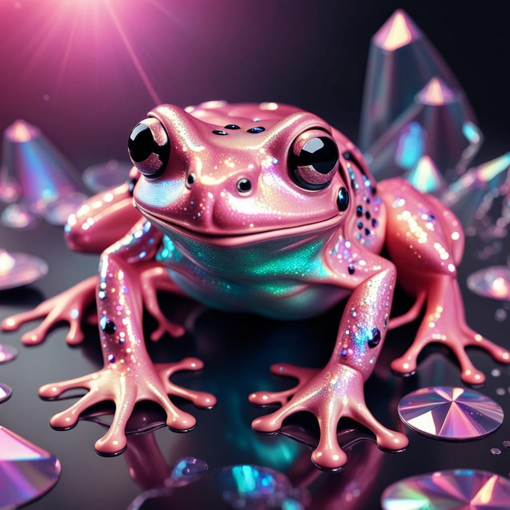 Beautiful holographic pink frog - AI Generated Artwork - NightCafe Creator