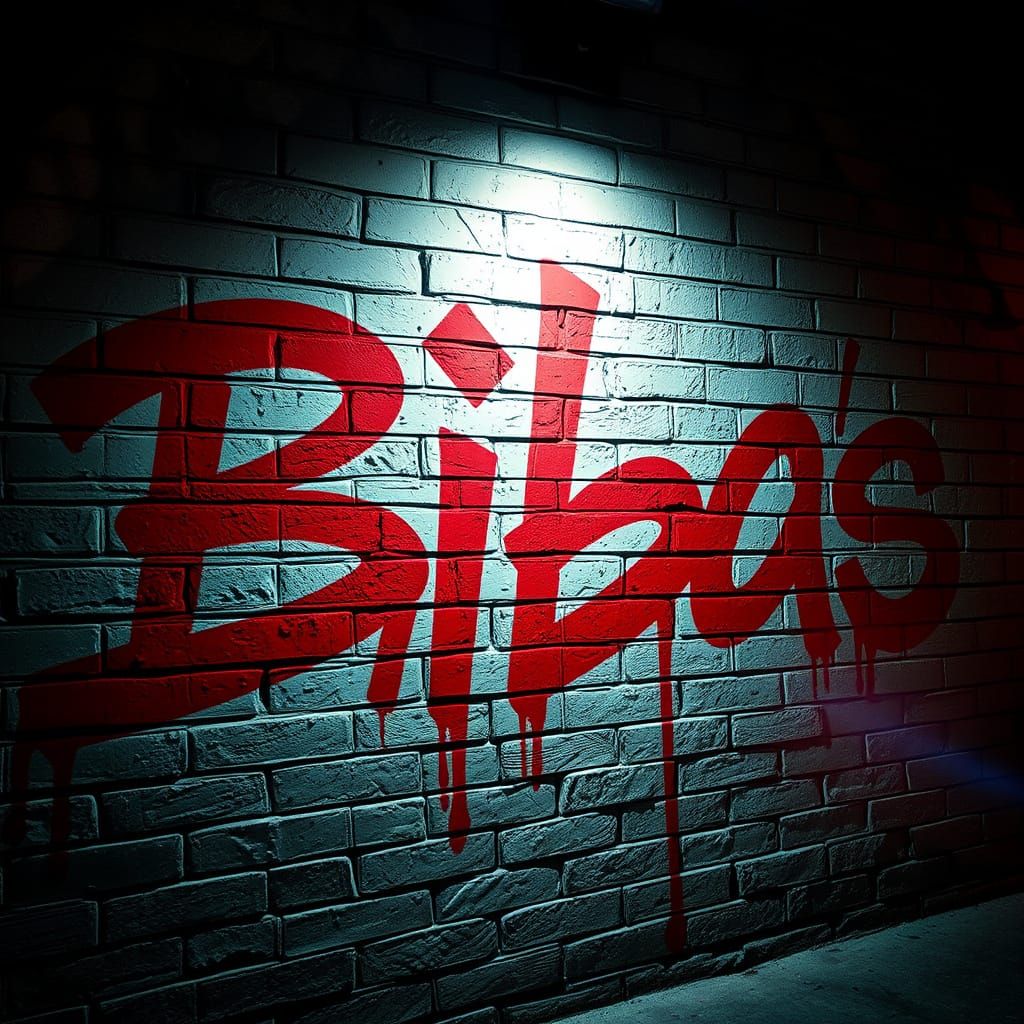 Vibrant Urban Graffiti in Blood-Red Letters