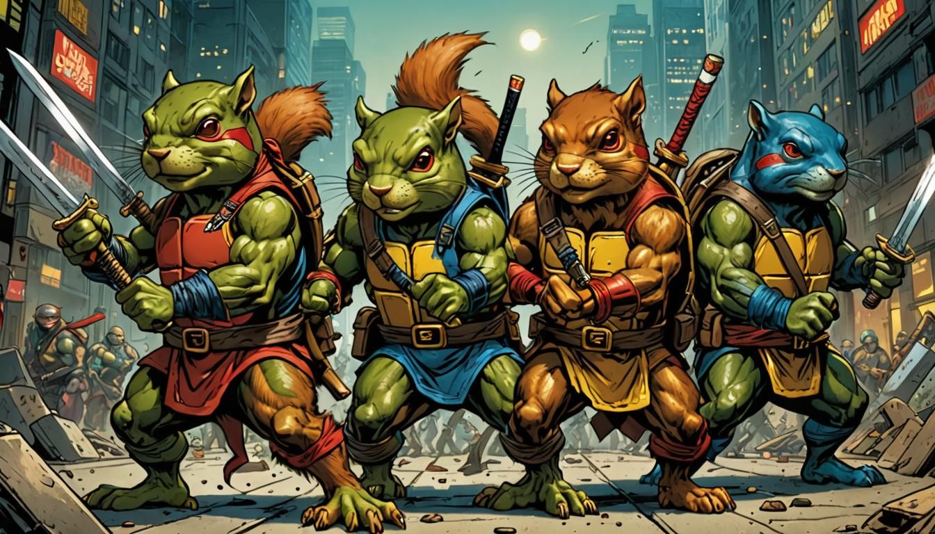 Teenage Mutant Ninja Squirrels, stand ready to fight