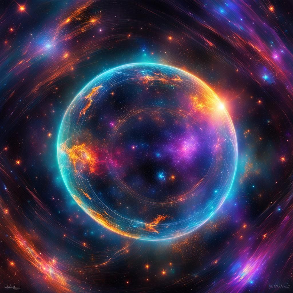 The cosmos with a luminous neon radiance,
