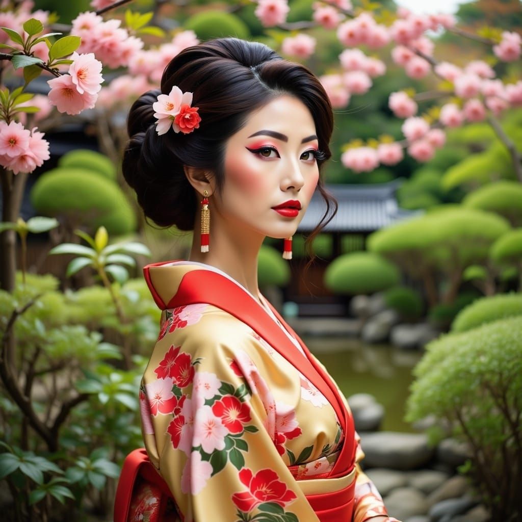 <lora:Geisha kimono Flux:1.0>  