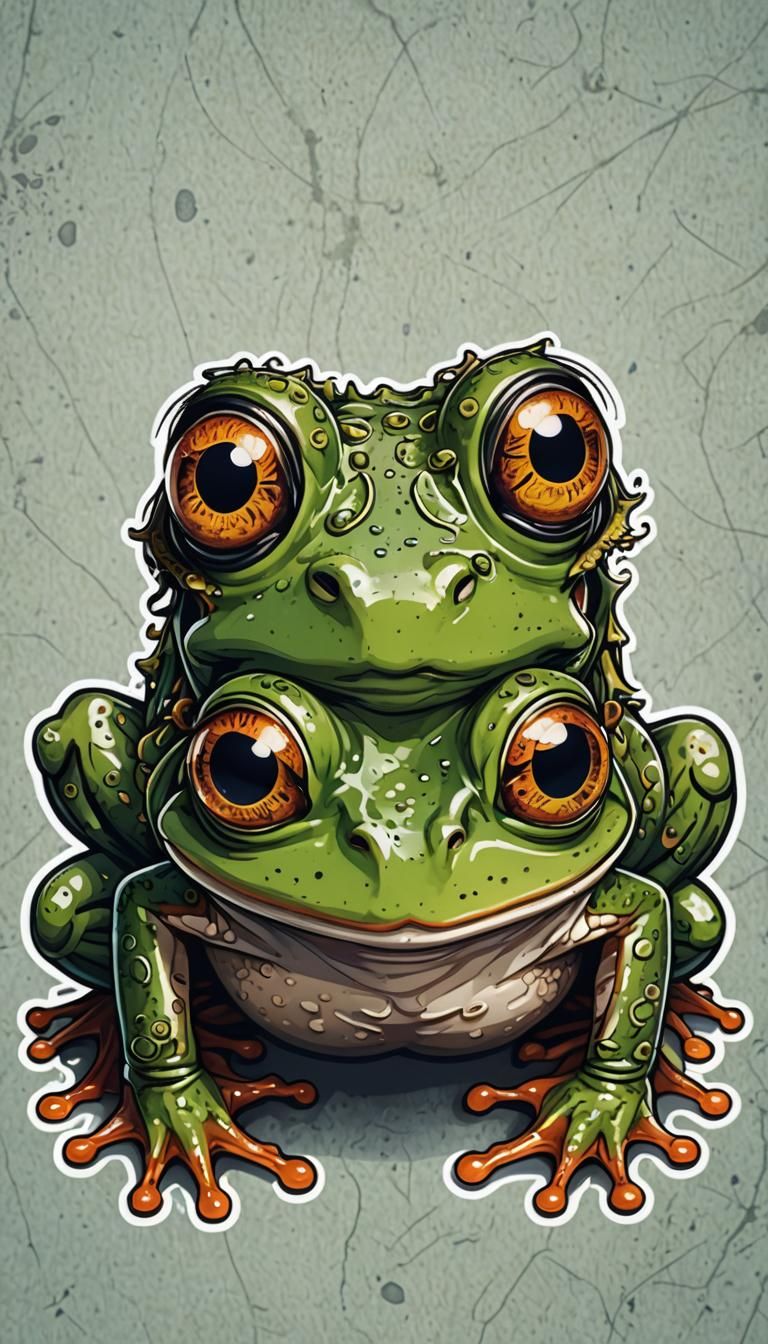 realistic portrait of a frog beautiful punky, large expressi...