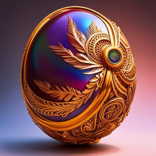 closeup photo of an intricately carved jewelled egg, in the style of Faberge Hyperrealistic, splash art, ...  by @Colin-Bentham